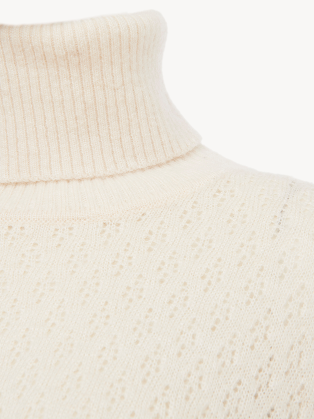 Generous turtleneck sweater in pointelle knit - 12