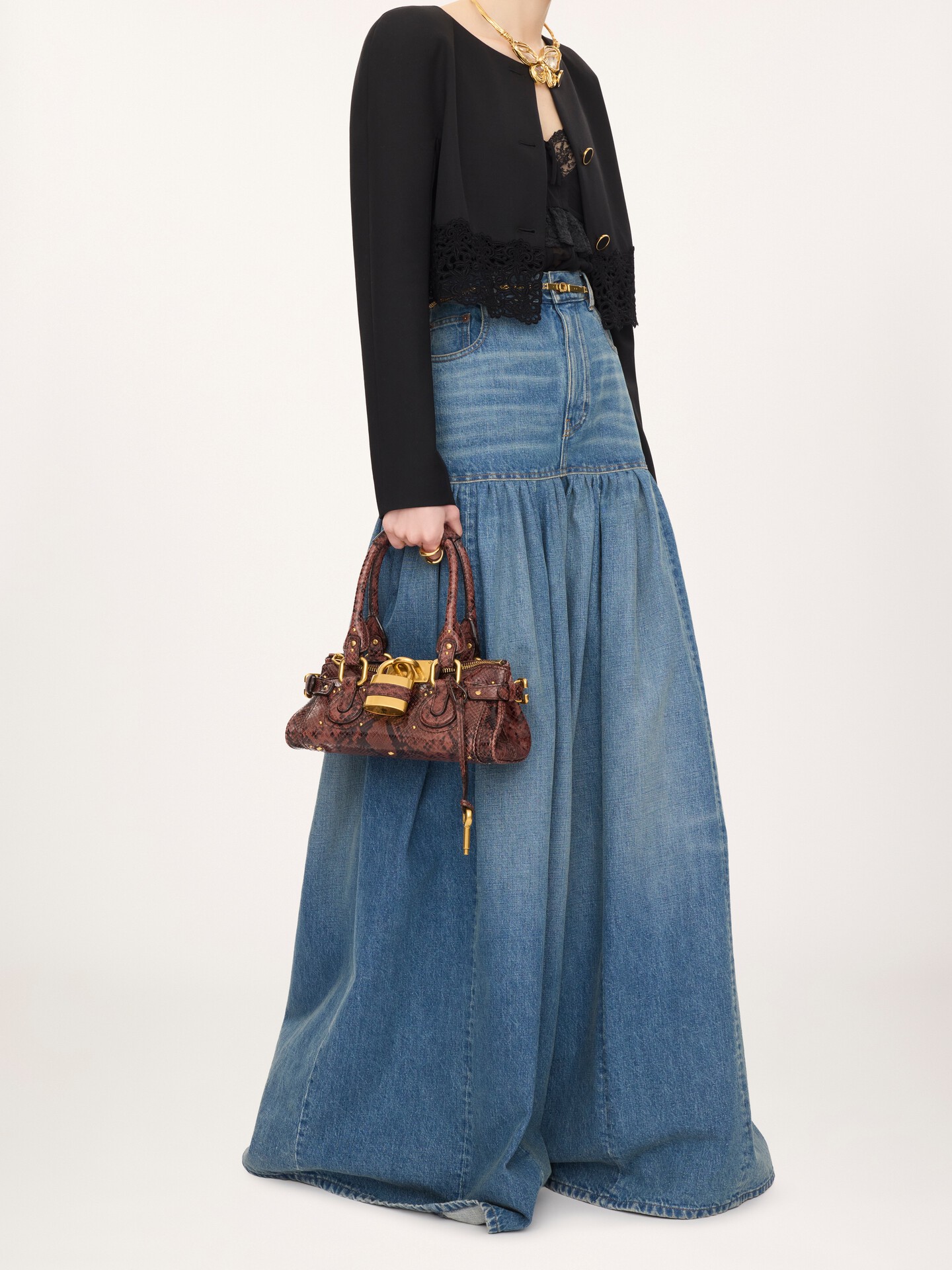 Small Paddington bag in python-effect leather - 8