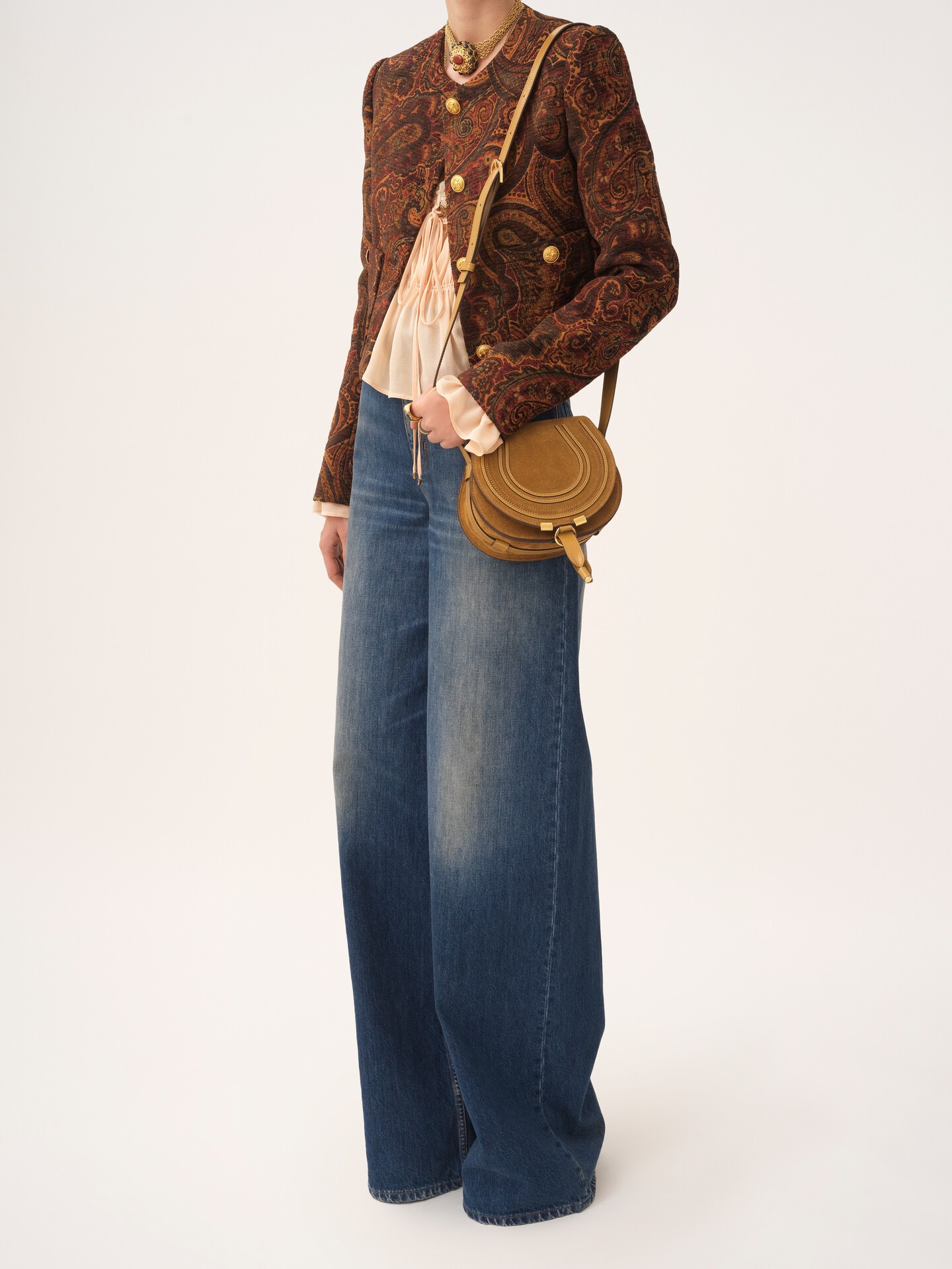 Small Marcie saddle bag in suede leather - 4