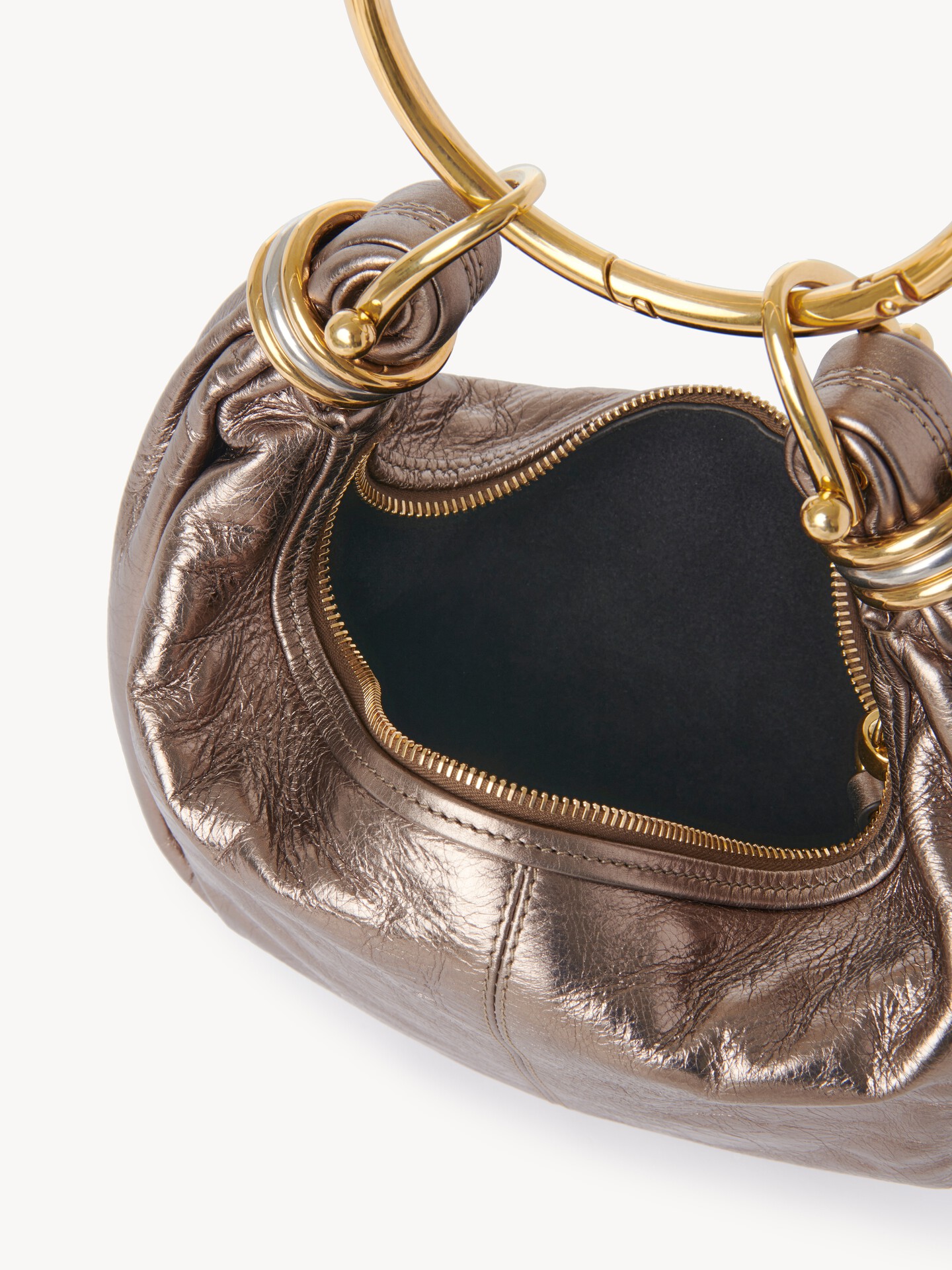 Small Bracelet Hobo bag in metallised leather - 5