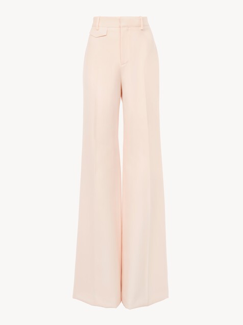 High-rise flared trousers in wool gabardine