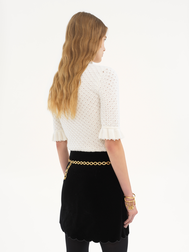 Short-sleeve sweater in wool & cashmere knit - 7