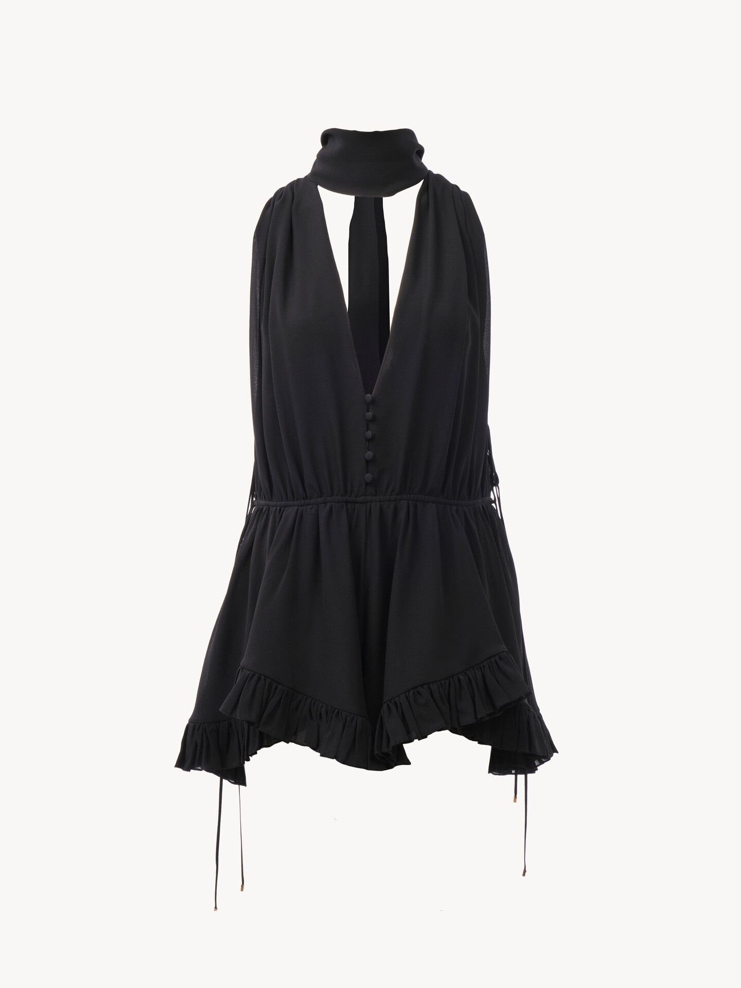 V-neck jumpsuit in silk georgette - 1