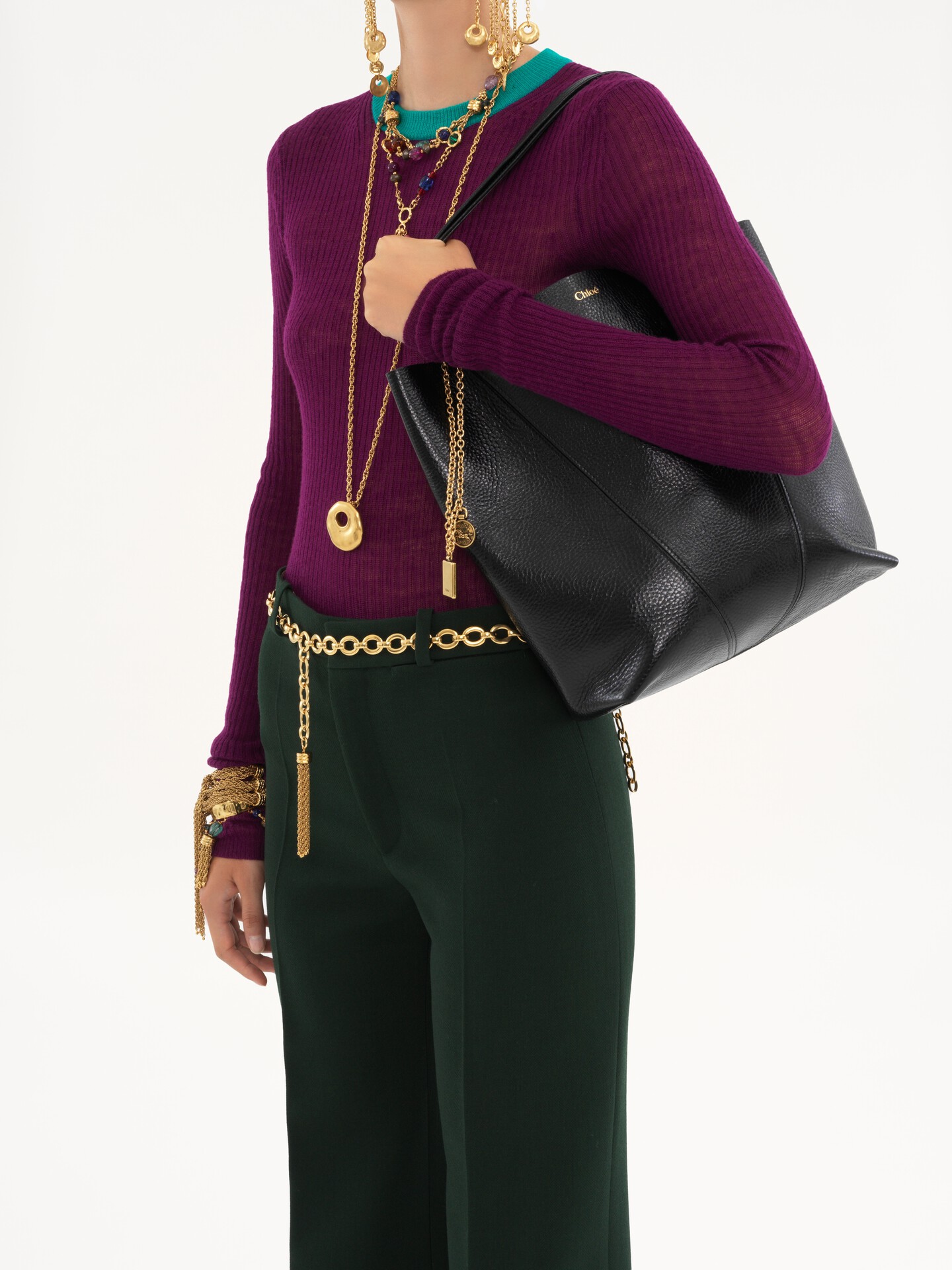 Chlo&eacute; Spin tote bag in grained leather - 3