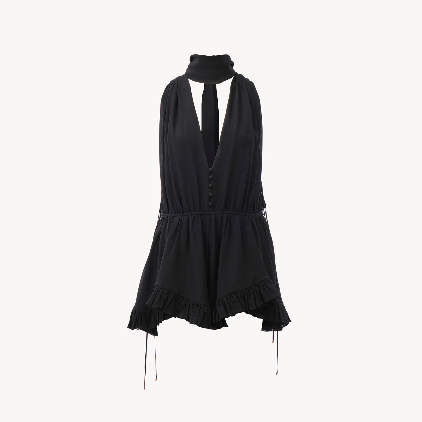 V-neck jumpsuit in silk georgette - 8