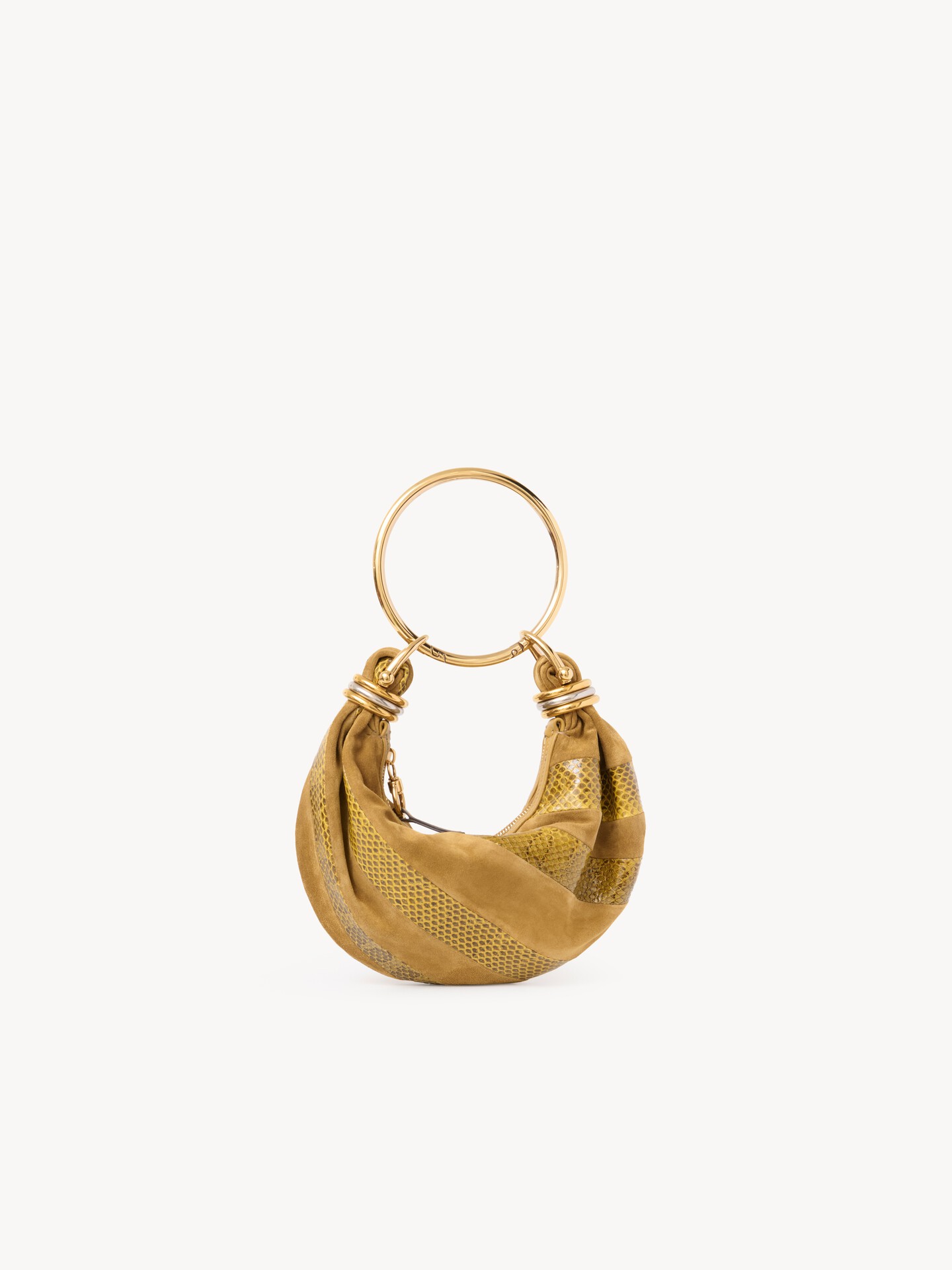 Mini Bracelet Hobo bag in suede leather & snakeskin - 4
