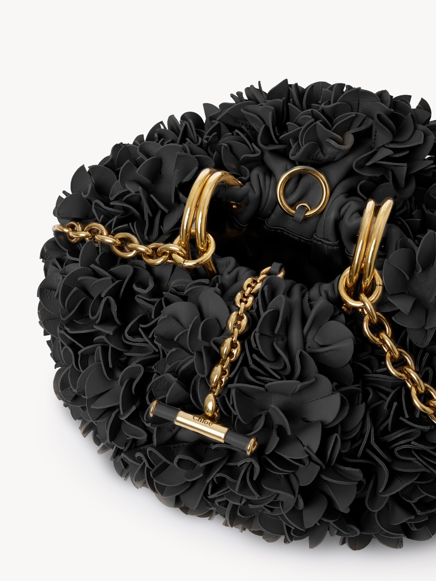 Chlo&eacute; Pliss&eacute; shoulder bag with chain in leather with flowers - 5