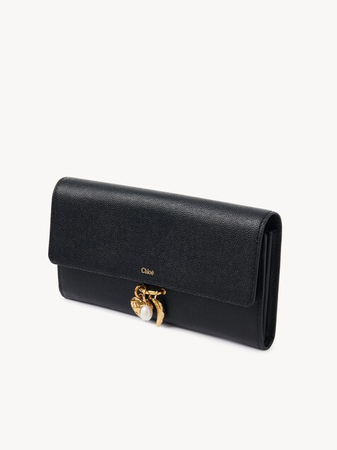 Chlo&eacute; Charms long wallet with flap in grained leather