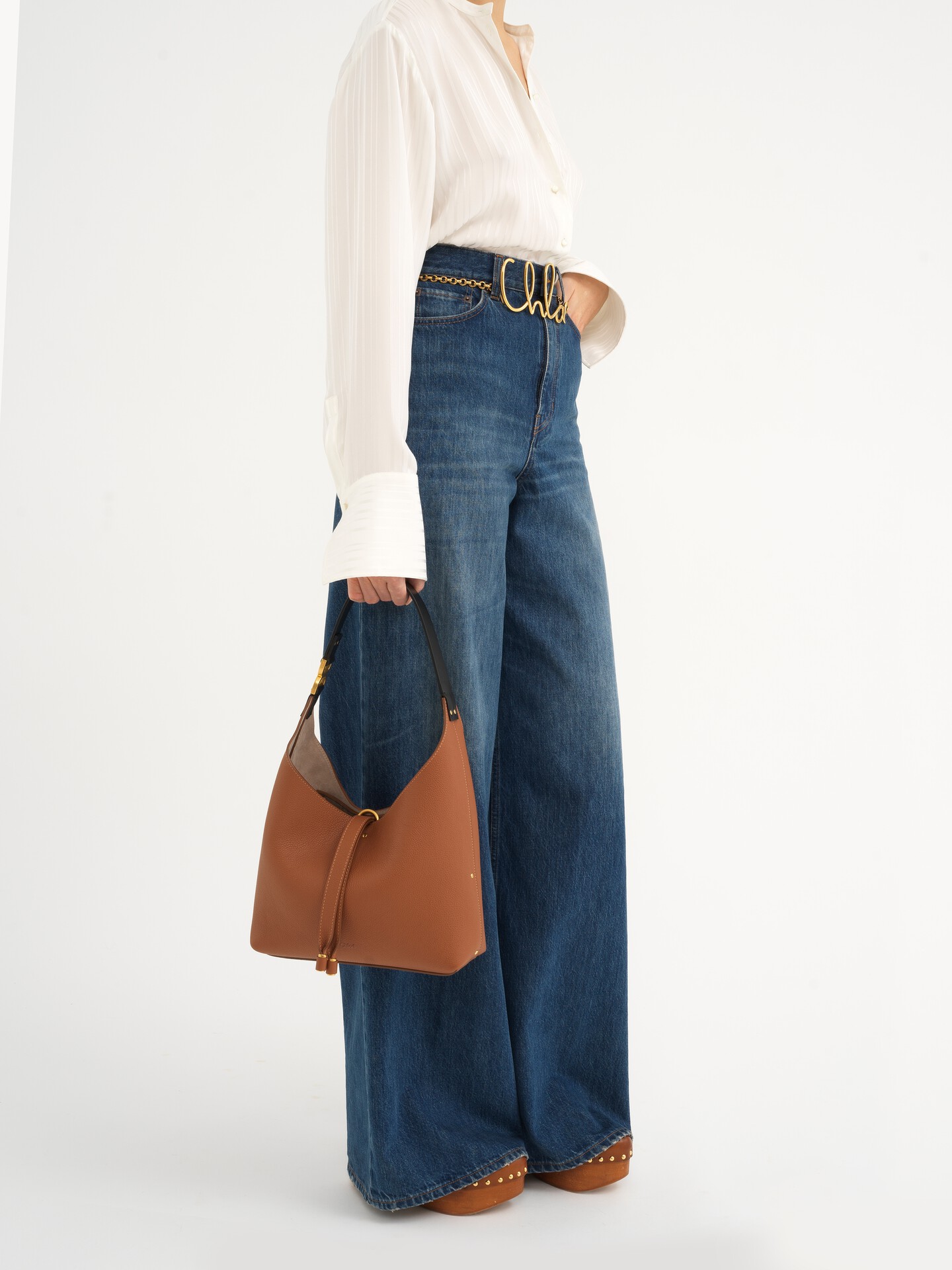 Small Marcie hobo bag in grained leather - 4