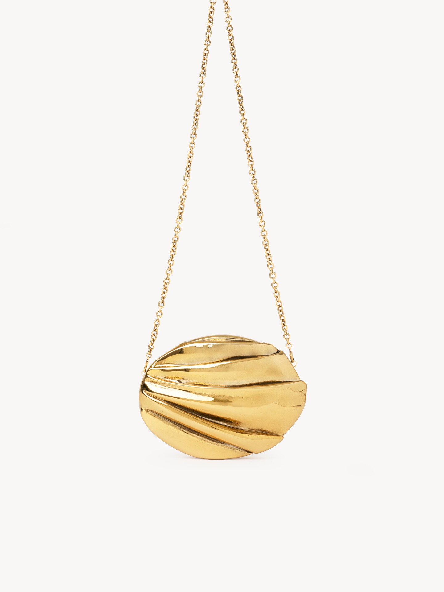 Chlo&eacute; Pliss&eacute; minaudi&egrave;re with chain in copper & brass - 5