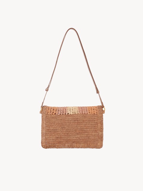 Summer Banana flat pouch with strap in raffia