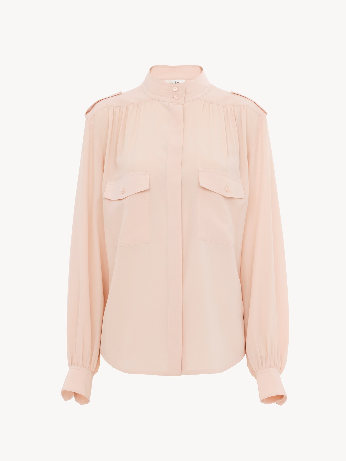 Gathered blouse in cr&ecirc;pe de chine - 2