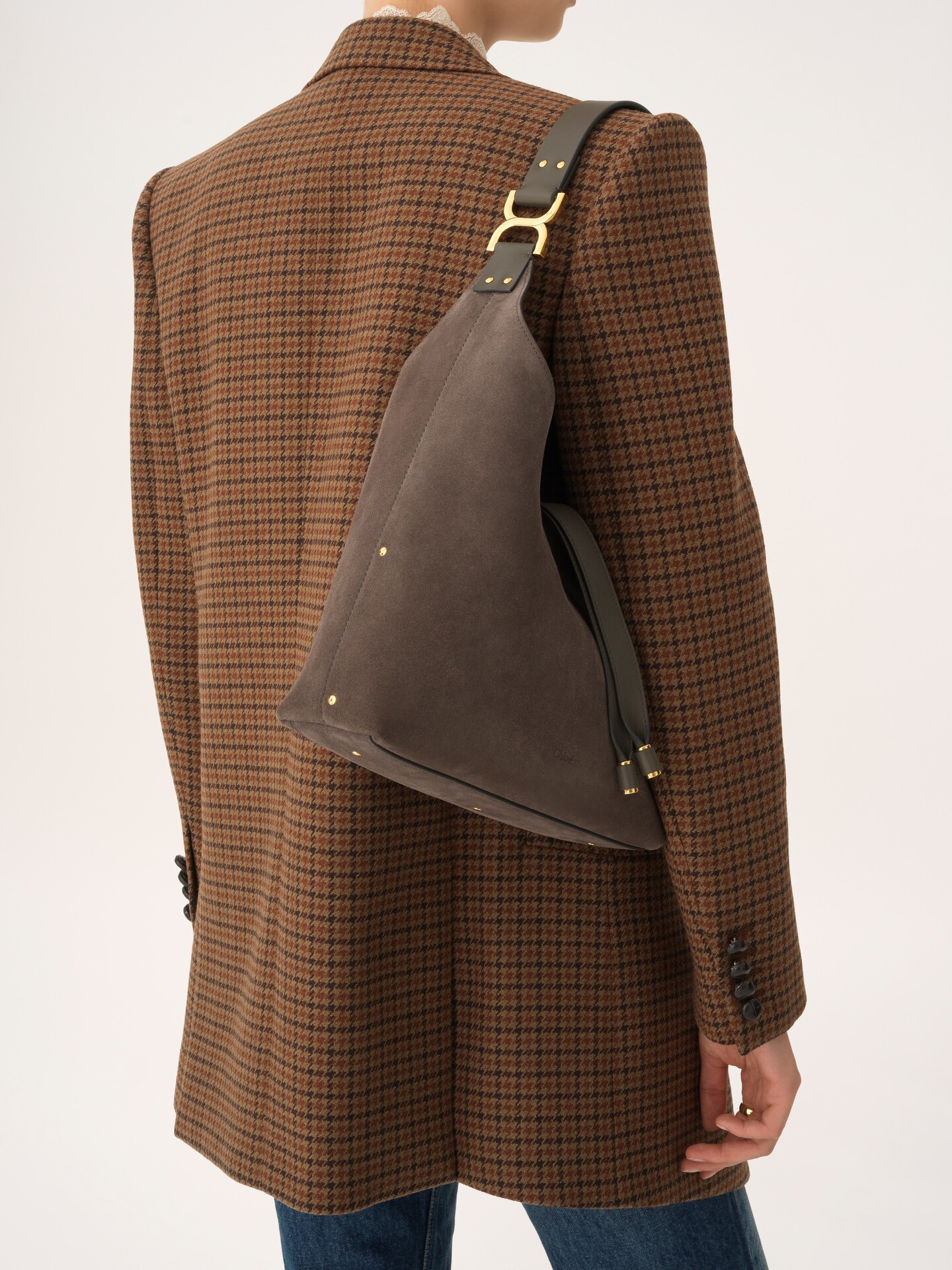 Small Marcie hobo bag in suede leather - 3