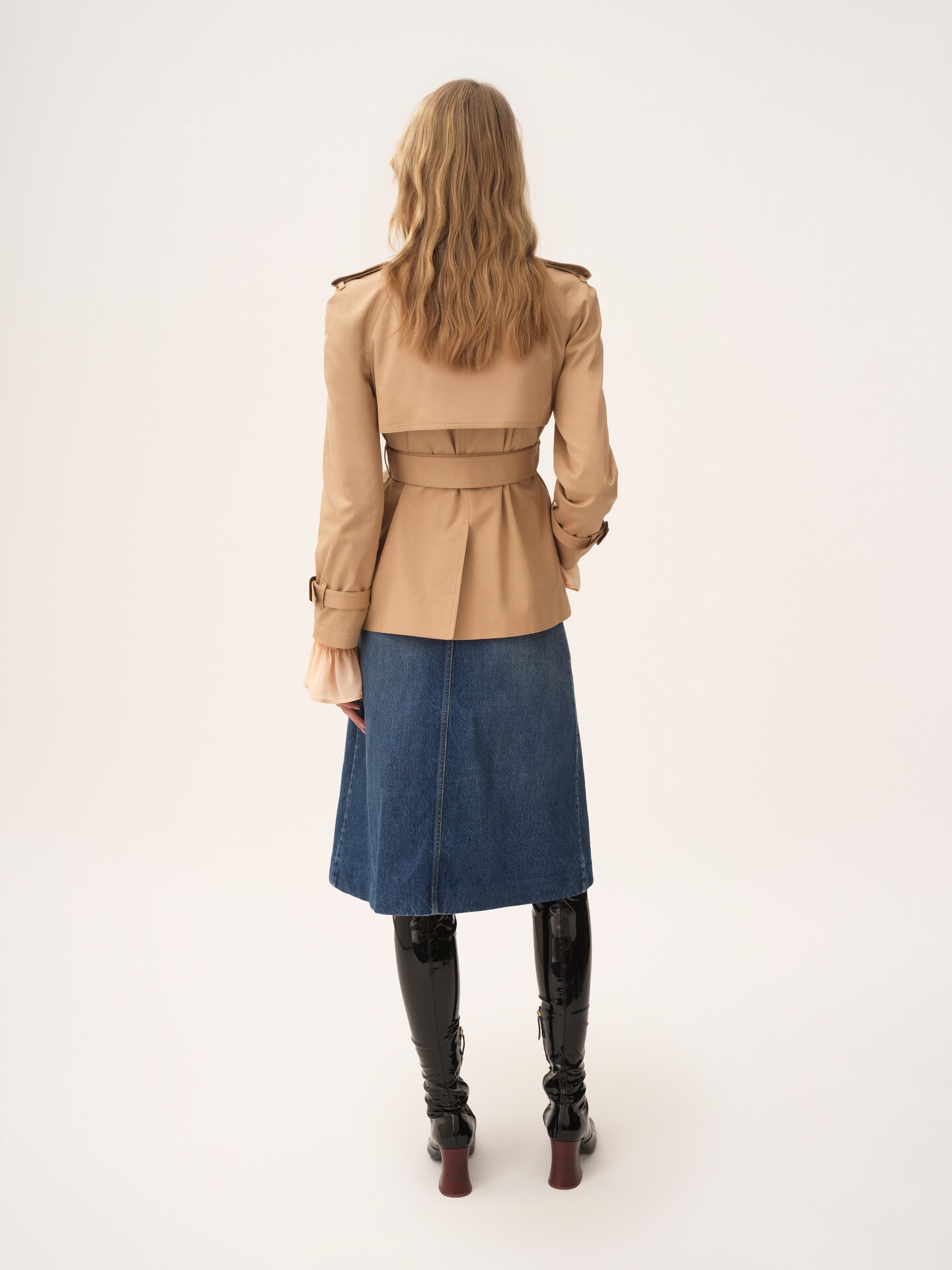 Short trench coat in cotton gabardine - 5