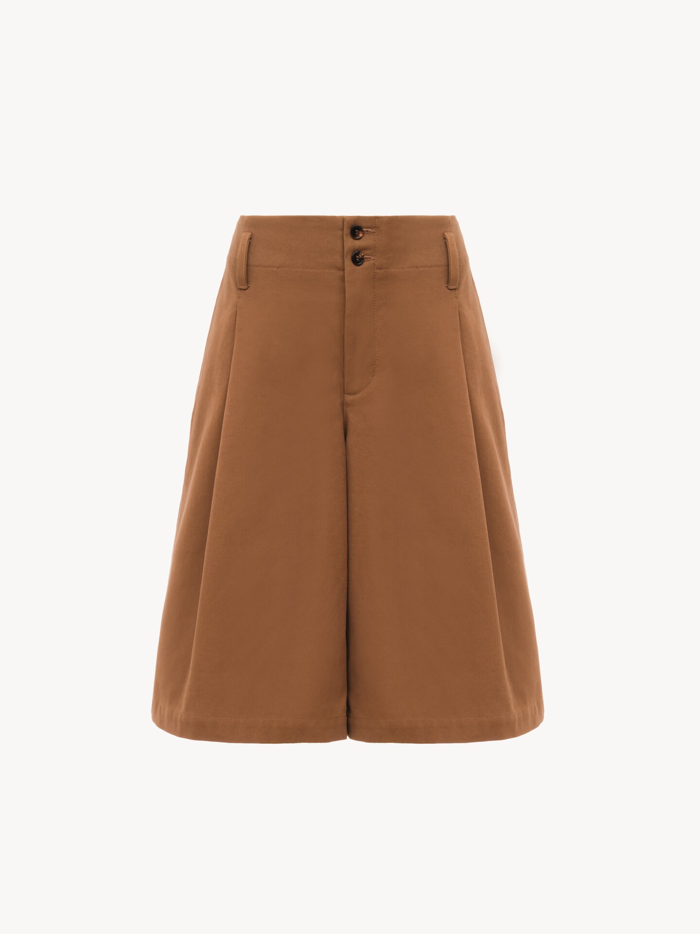 High-rise wide-leg bermuda shorts in cotton - 1
