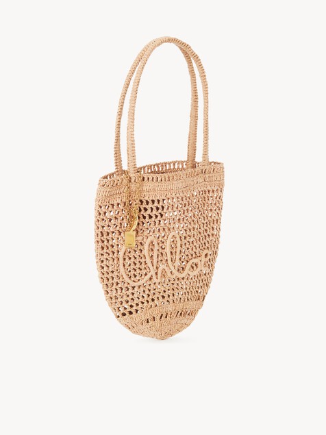Small Summer Banana tote bag in raffia