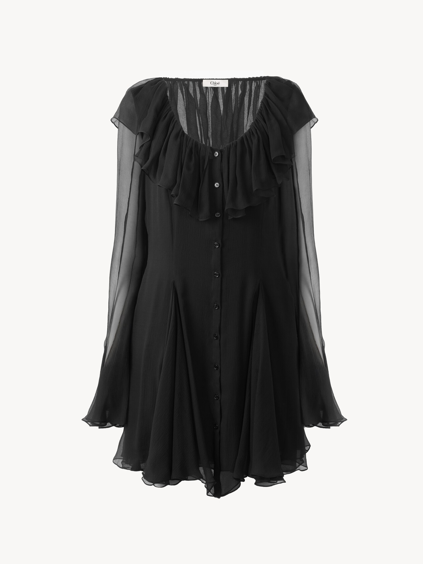 Pleated mini dress in silk mousseline - 2