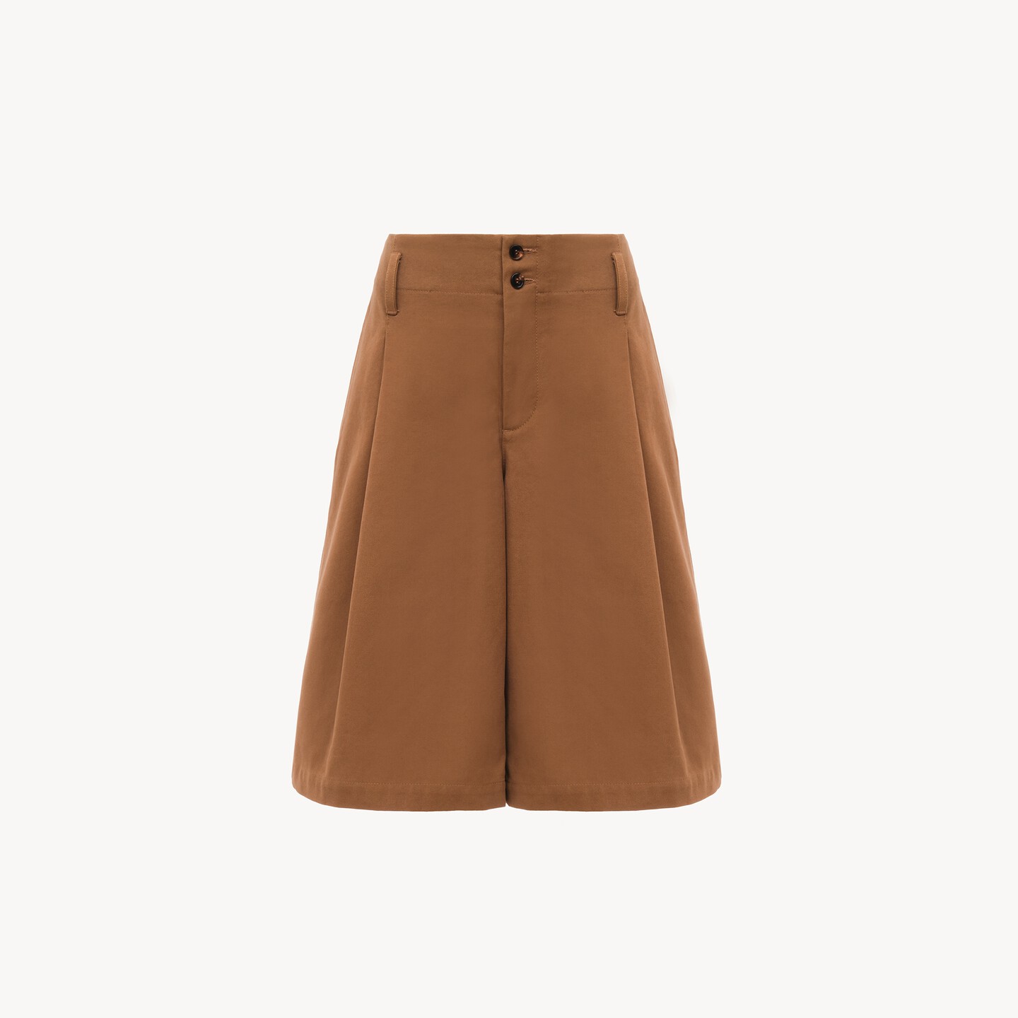 High-rise wide-leg bermuda shorts in cotton - 7