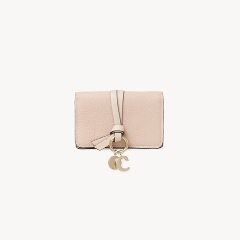 Alphabet card holder in grained leather