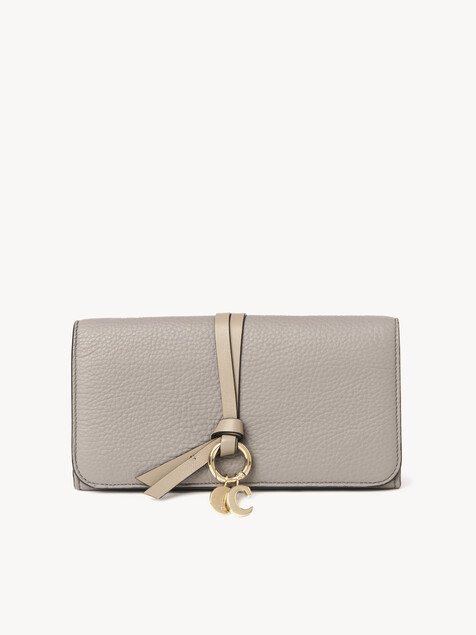 Alphabet wallet with flap in grained leather