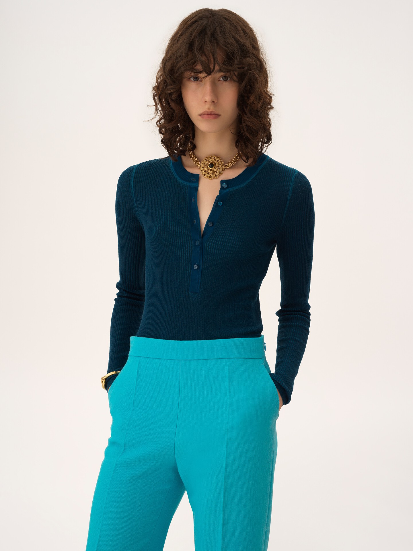 Henley shirt in a merino wool knit - 4