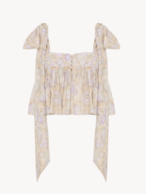 Tie-strap cropped top in soft cotton