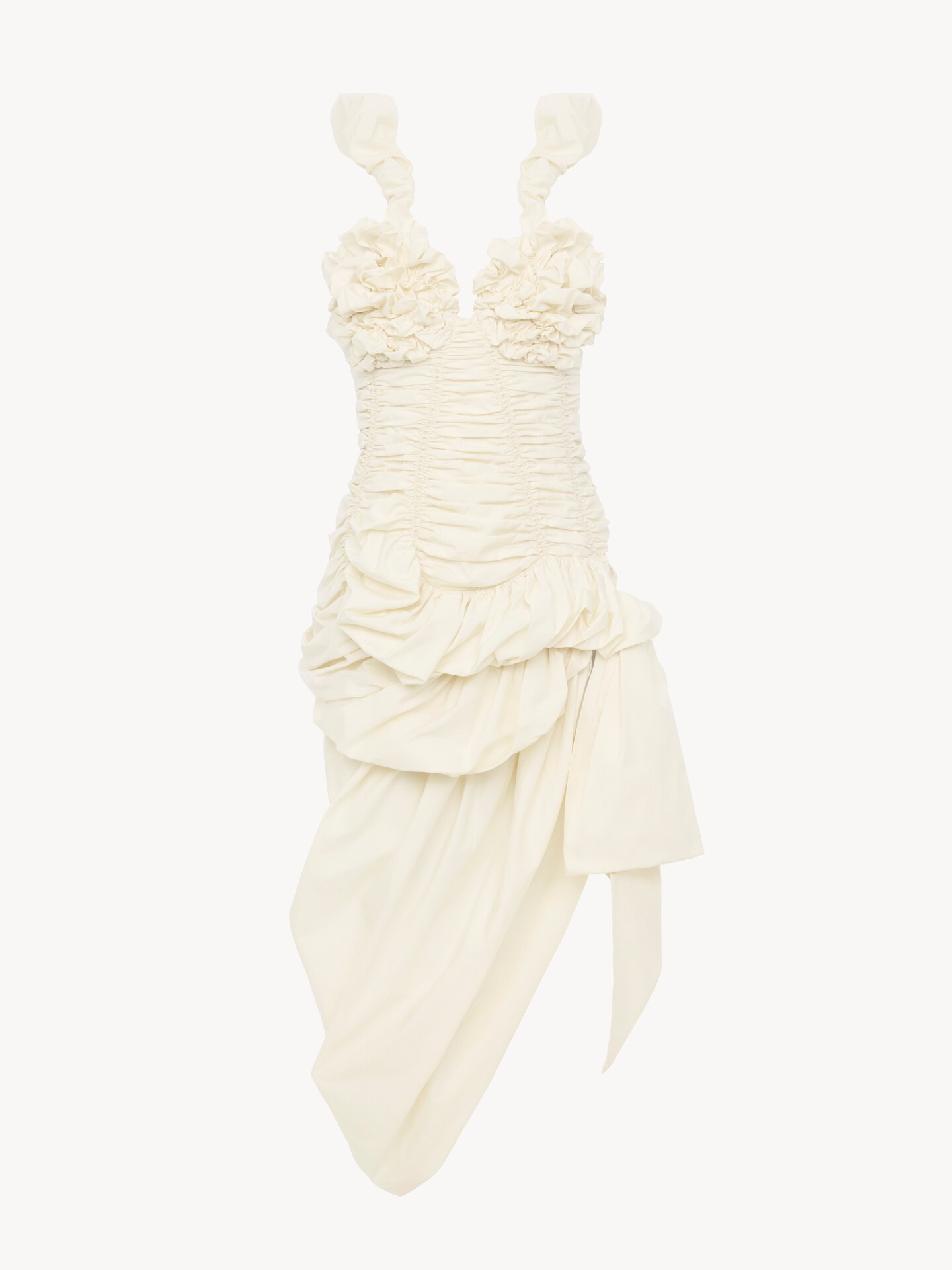 Ruched bustier midi dress in cotton poplin - 1