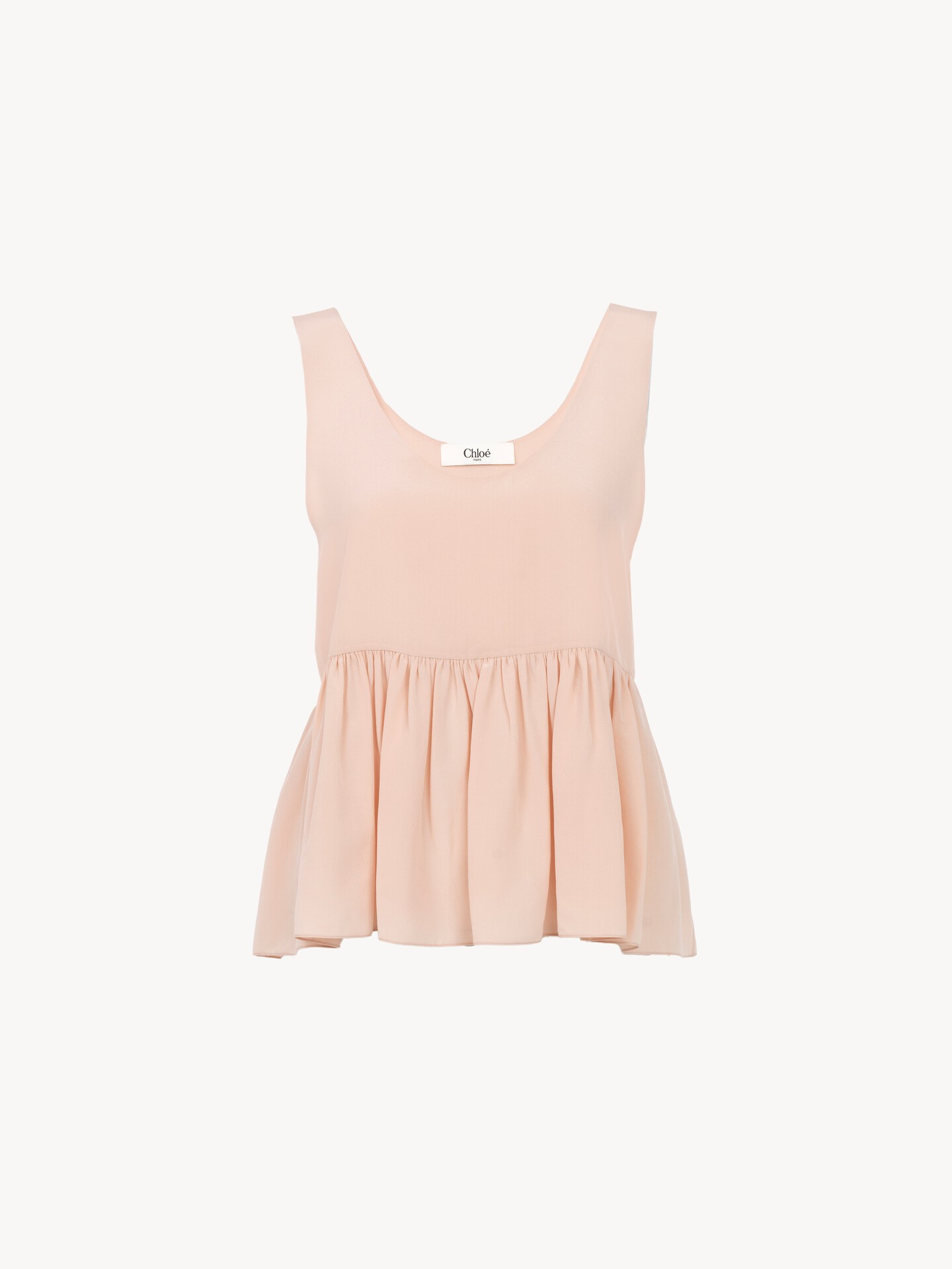 Gathered sleeveless top in cr&ecirc;pe de chine - 2