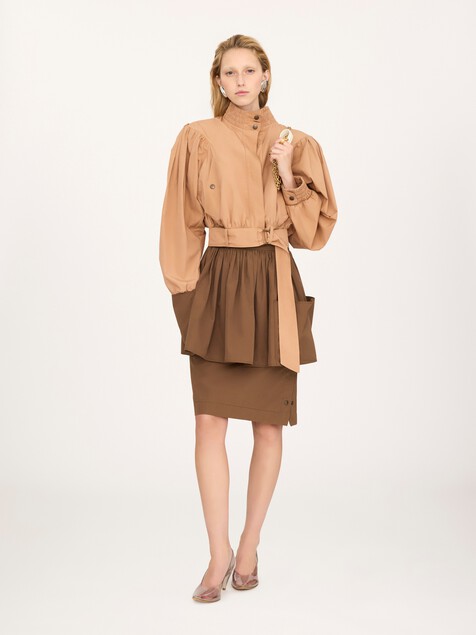 Gathered cropped jacket in cotton poplin
