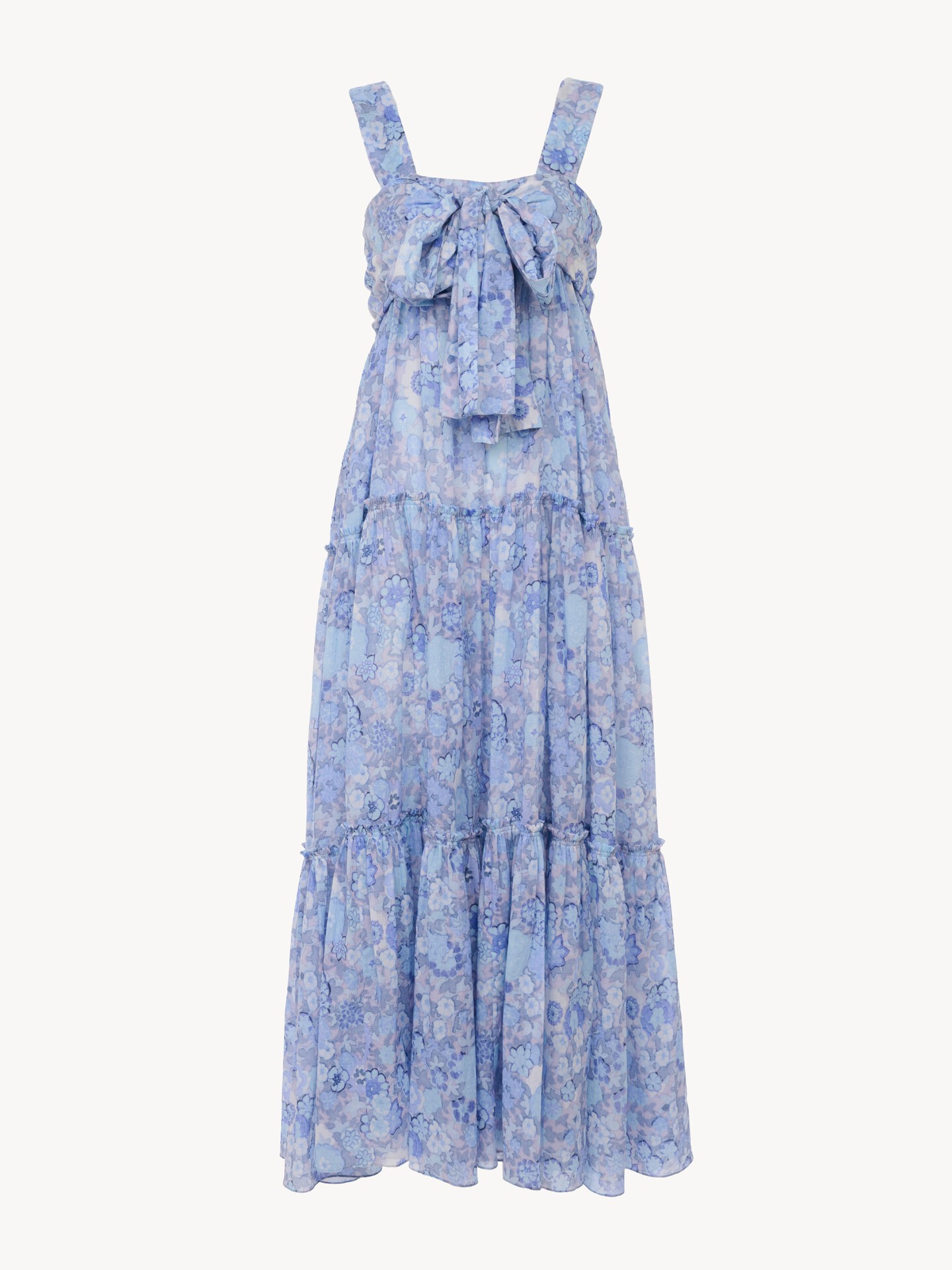 Tiered long dress in cotton voile - 2