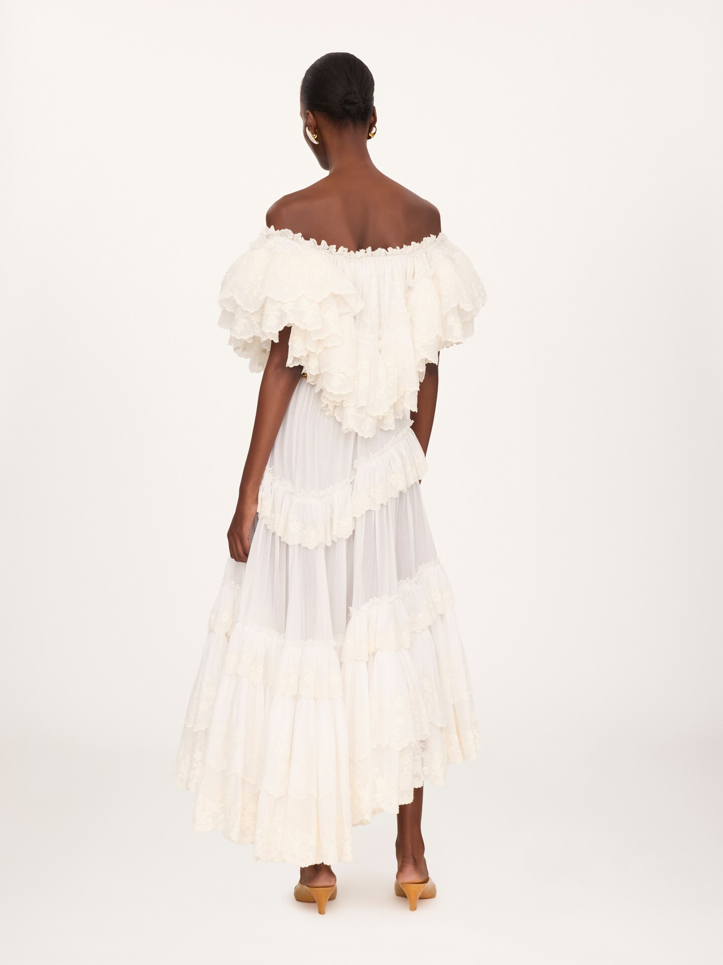 Long ruffled dress in cotton voile - 5