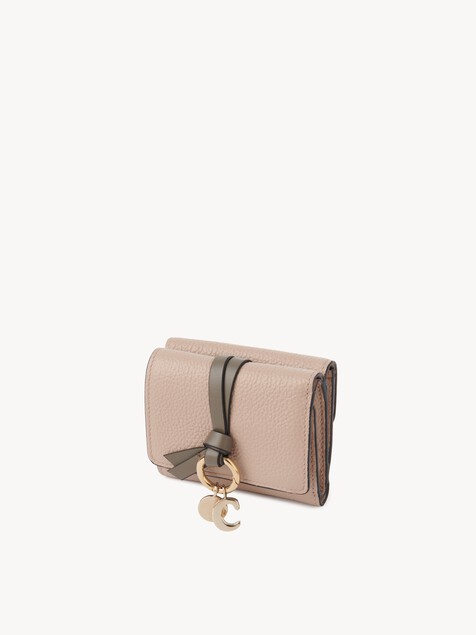 Mini Alphabet tri-fold in grained leather