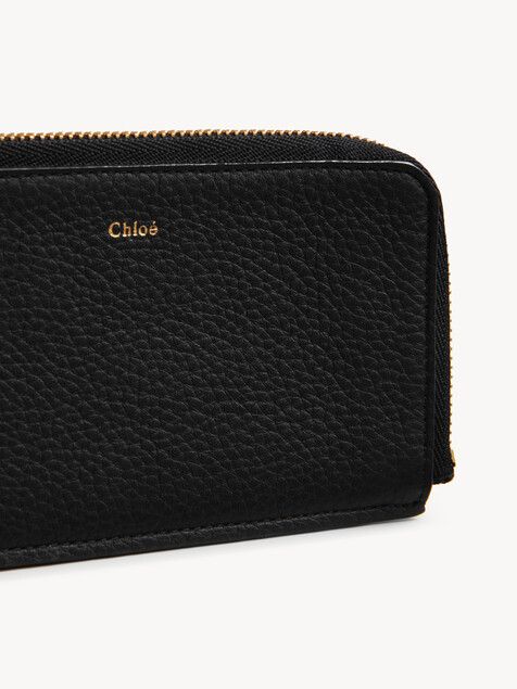 Alphabet wallet in grained leather