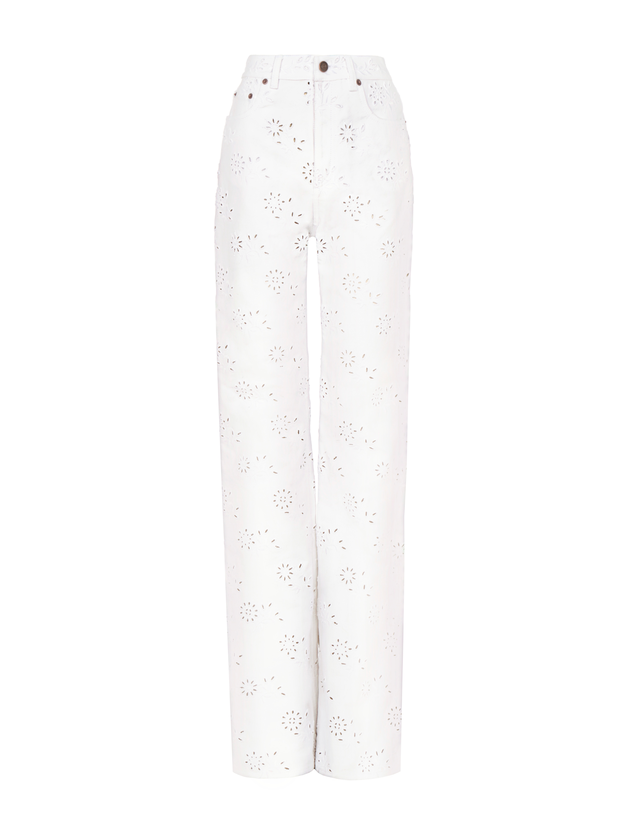 Embroidered cropped jeans in denim - 2
