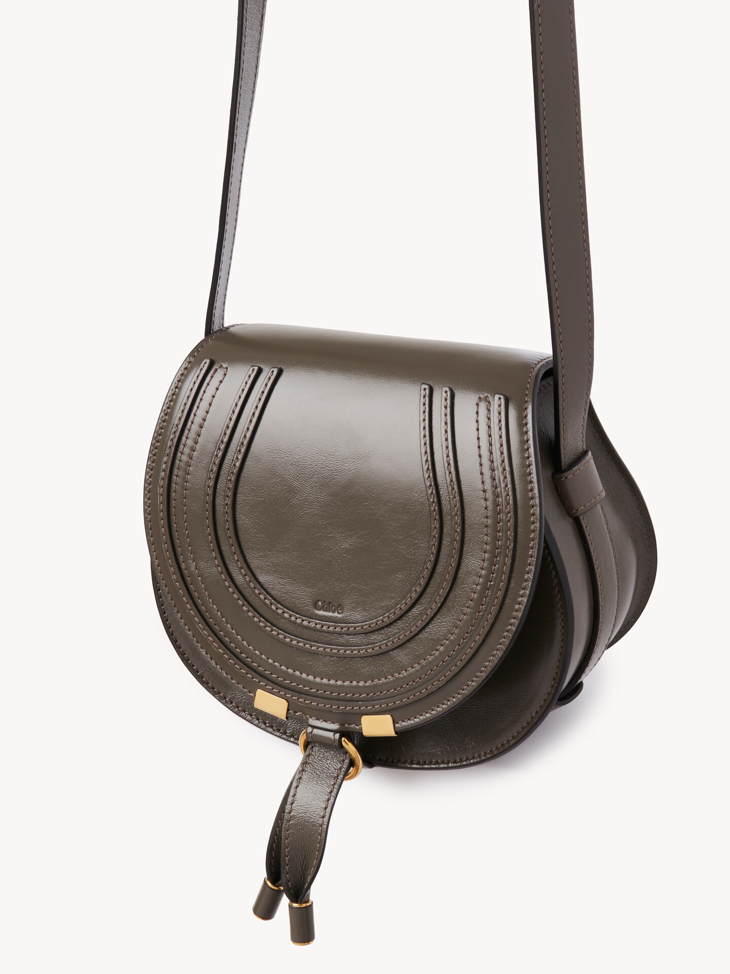 Small Marcie saddle bag in shiny leather - 7