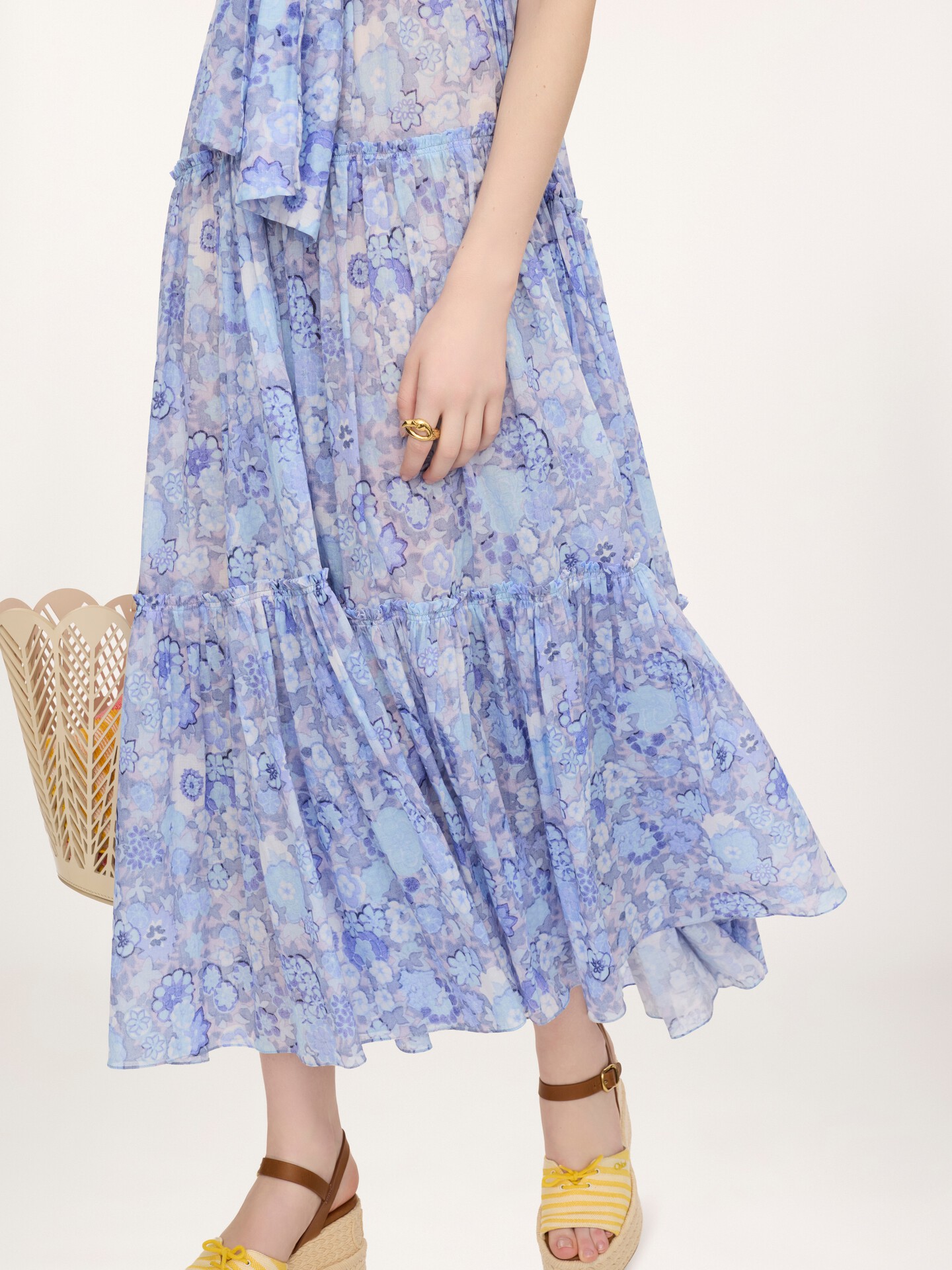 Tiered long dress in cotton voile - 7