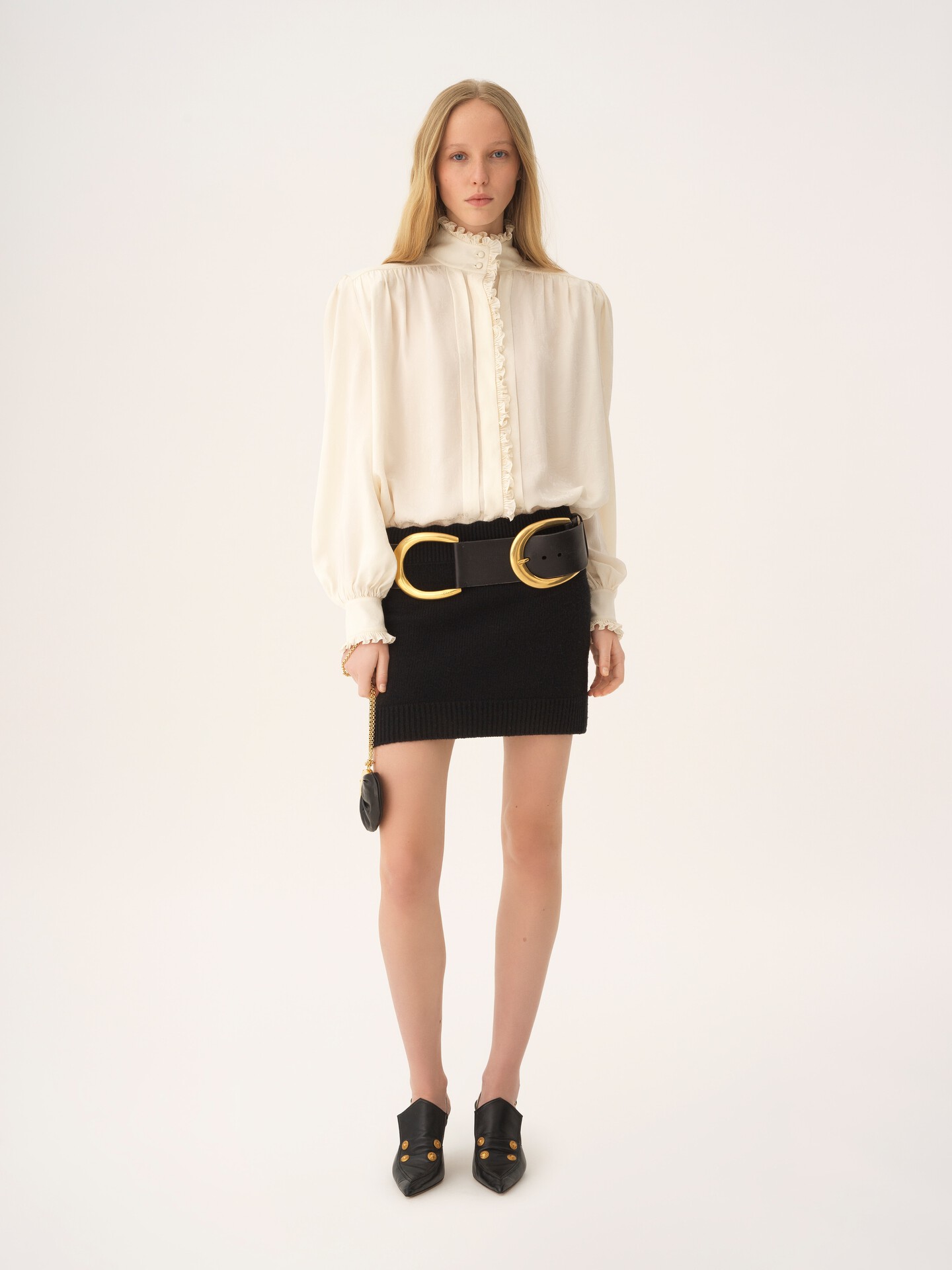 Oversized ruffled blouse in silk jacquard - 3