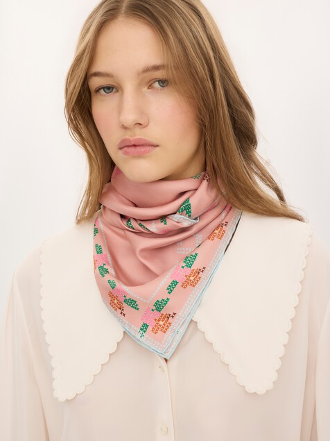 The Chlo&eacute; Parrot square scarf in silk twill