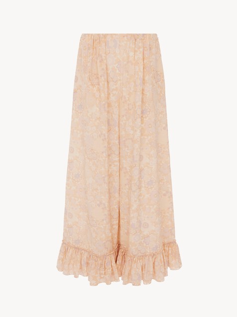 Cropped fluid trousers in cr&ecirc;pe de chine