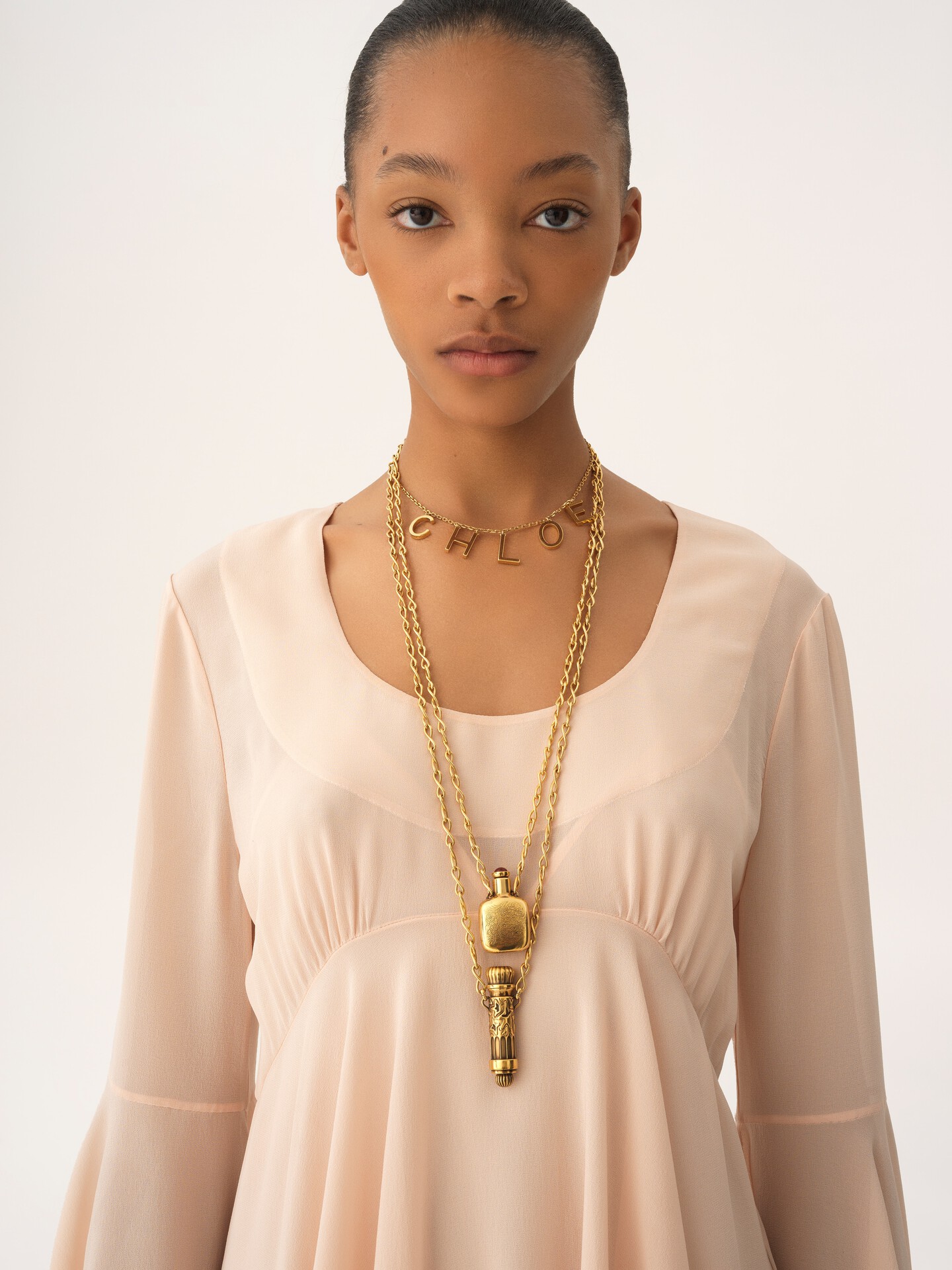 Flared mini dress in silk georgette - 6
