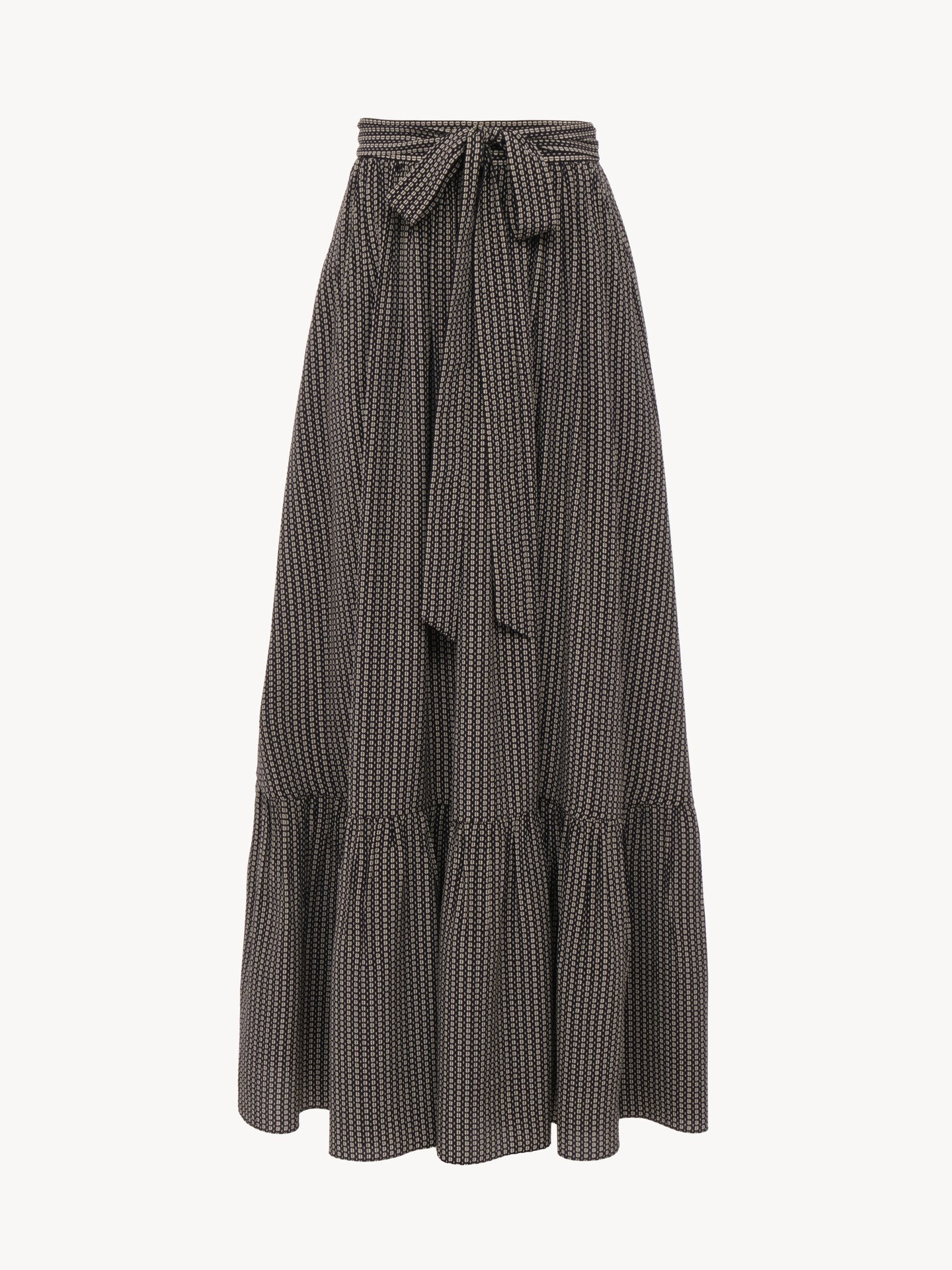 Gathered midi skirt in crêpe de chine - 1