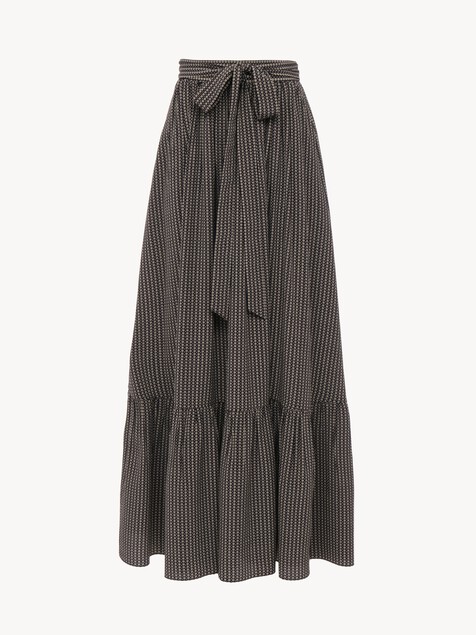 Gathered midi skirt in crêpe de chine
