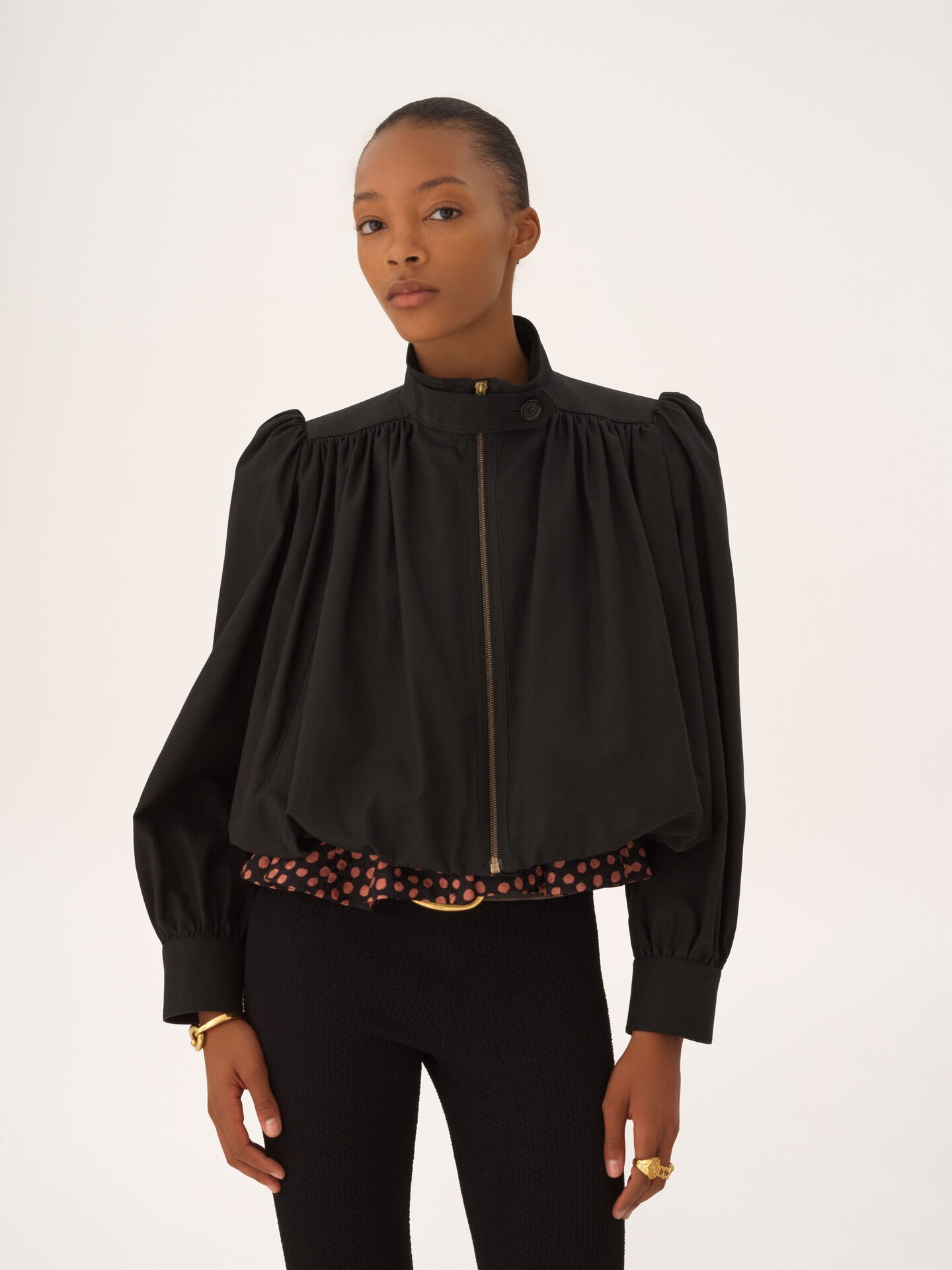 Gathered boule jacket in cotton canvas - 4