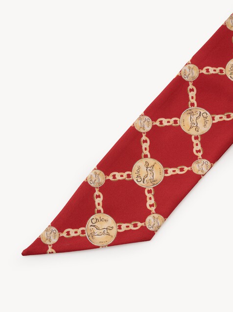 The Chlo&eacute; Horse Medal bandeau scarf in silk twill