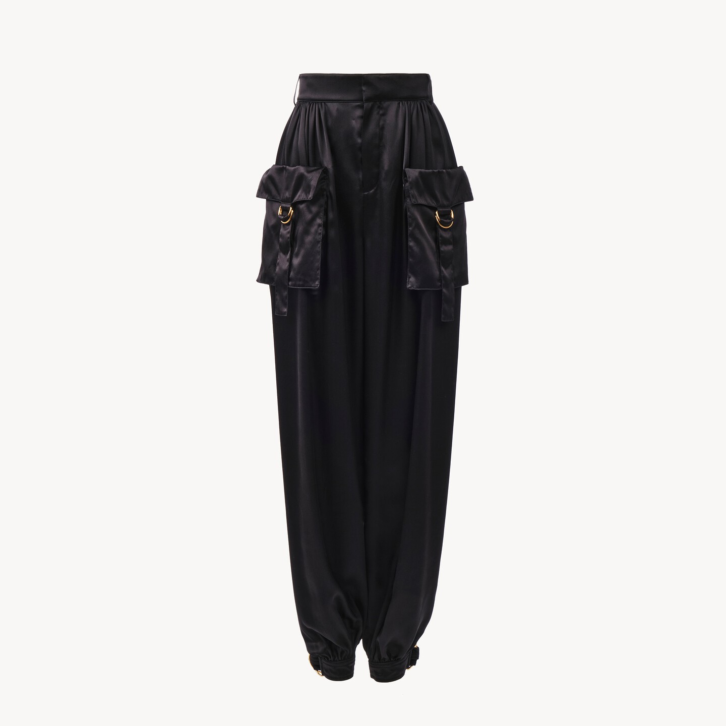 Fluid cargo trousers in silk satin - 7