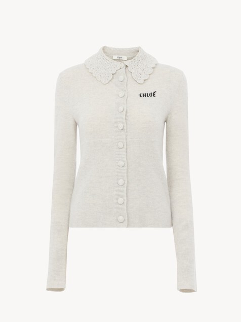 Fitted logo cardigan in a wool knit