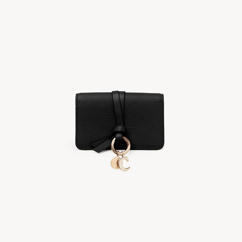 Alphabet card holder in grained leather