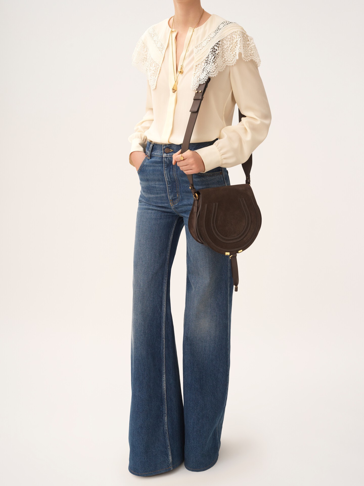 Marcie saddle bag in suede leather - 4