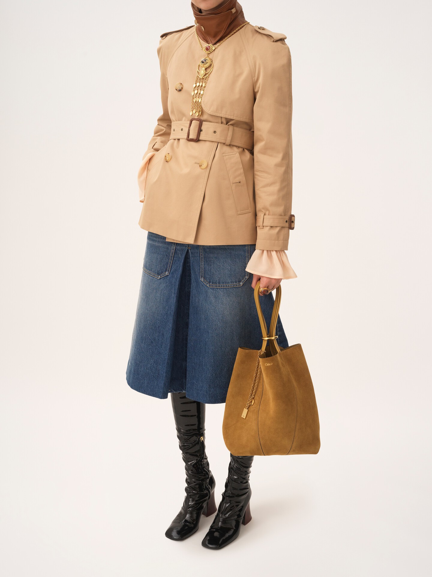 Chlo&eacute; Spin tote bag in suede leather - 4