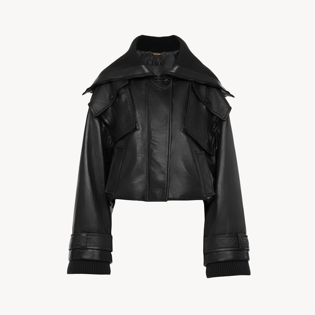 Short bomber jacket in soft leather - 8